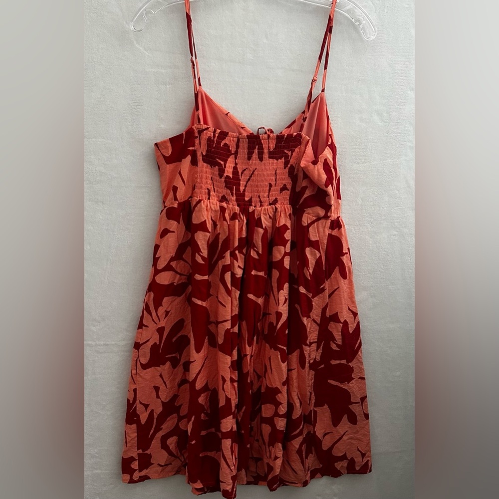 Nine West Floral Sundress Women’s Large Coral Red Keyhole Tie Front - Picture 5 of 5